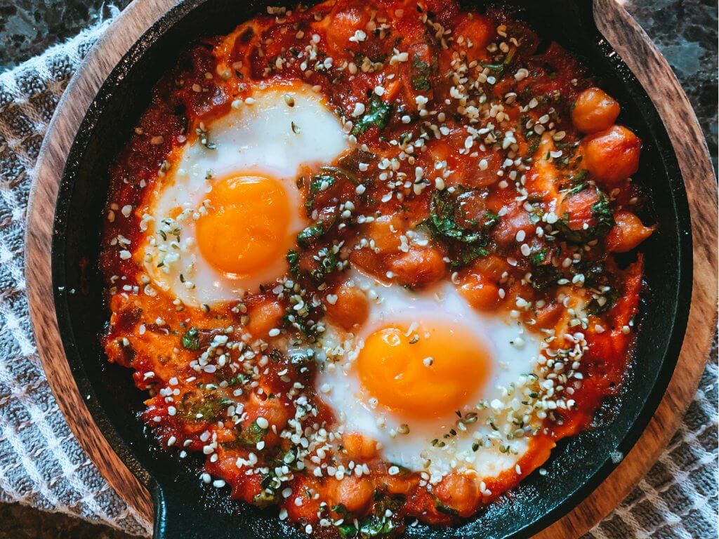 Dr. igor’s spicy chickpea & hemp heart shakshuka recipe