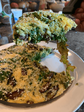 Dr. igor’s sausage & truffle mushroom frittata topped hemp hearts recipe