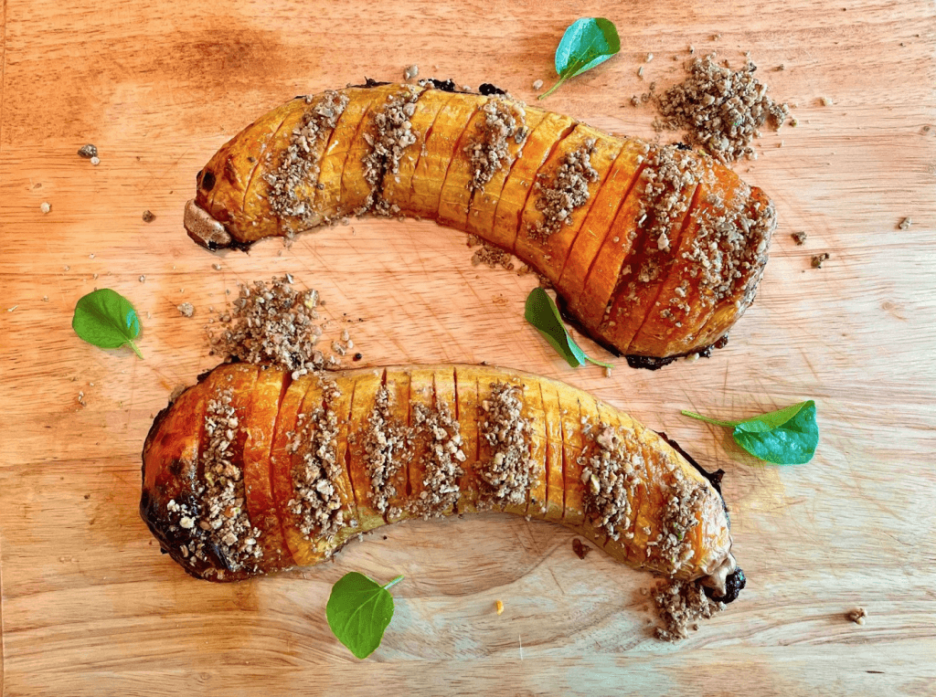 Dr. Igor’s Hasselback Butternut Squash w/ Hemp Dukkah Recipe